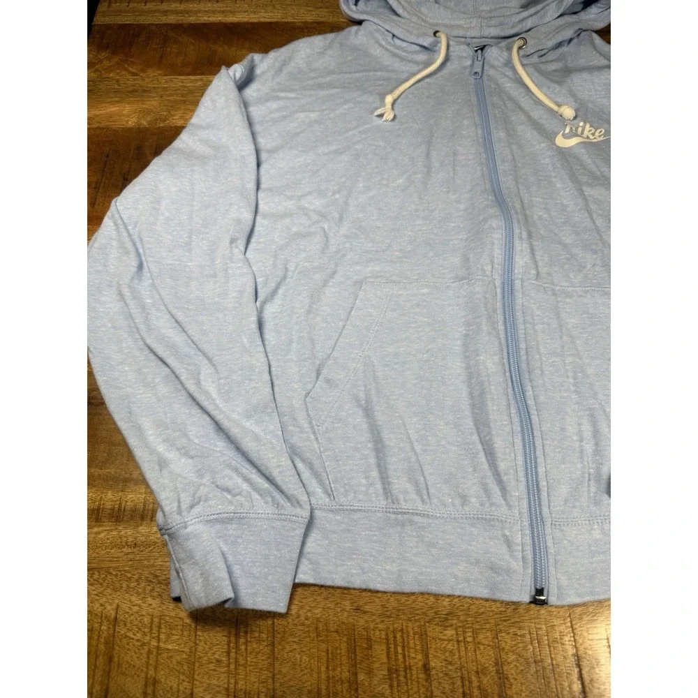 Nike Sportswear Womens XL Light Blue Full Zip Hoodie Sweatshirt Organic Cotton